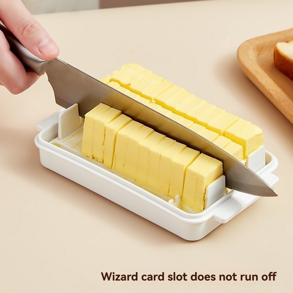 Premium Butter & Cheese Storage Box with Lid Refrigerator Crisper & Slicer