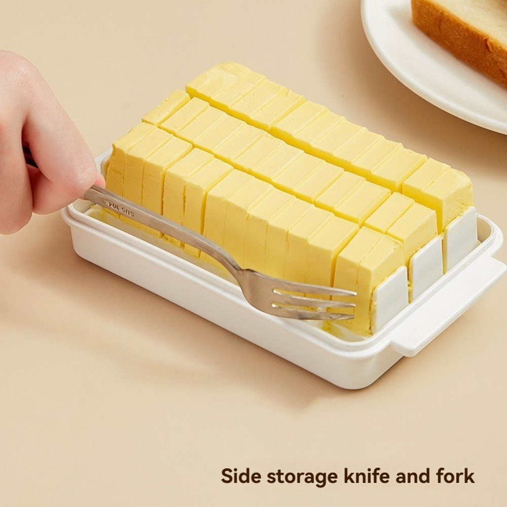 Premium Butter & Cheese Storage Box with Lid Refrigerator Crisper & Slicer