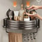 Triangular Suction Cup Bathroom Shelf with Hooks Space Saving Organizer
