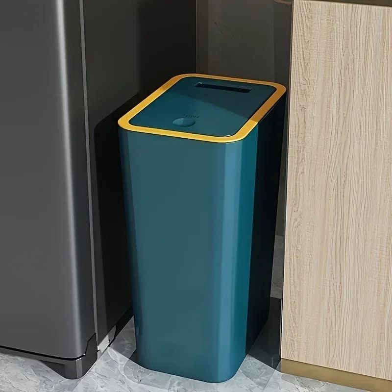 Odor Proof One Touch Trash Can Durable Space Saving Kitchen Bathroom Bin 3