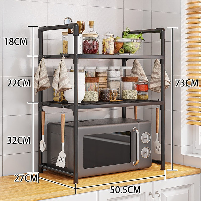 Premium Multi Purpose Kitchen Storage Rack Adjustable Thickened Shelf with Tool Hooks