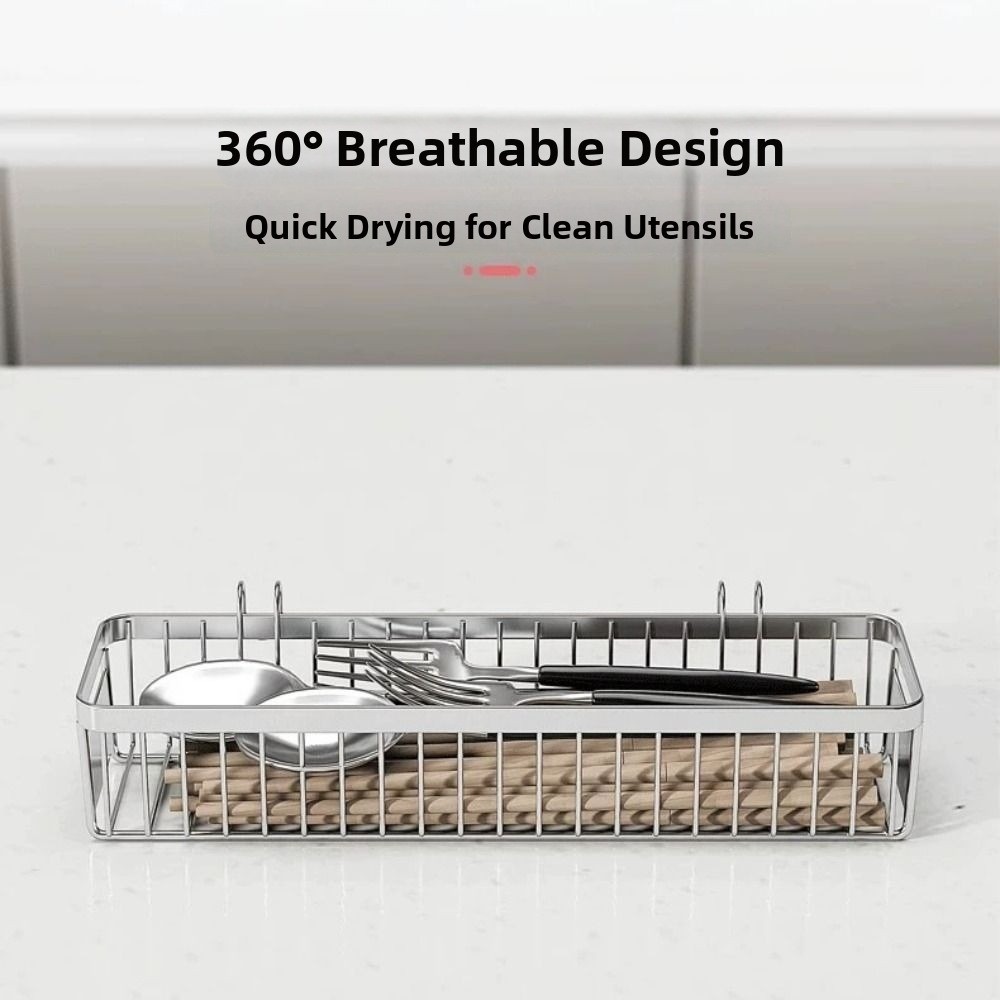 Stainless Steel Cutlery Holder Space Saving Hanging Kitchen Organizer