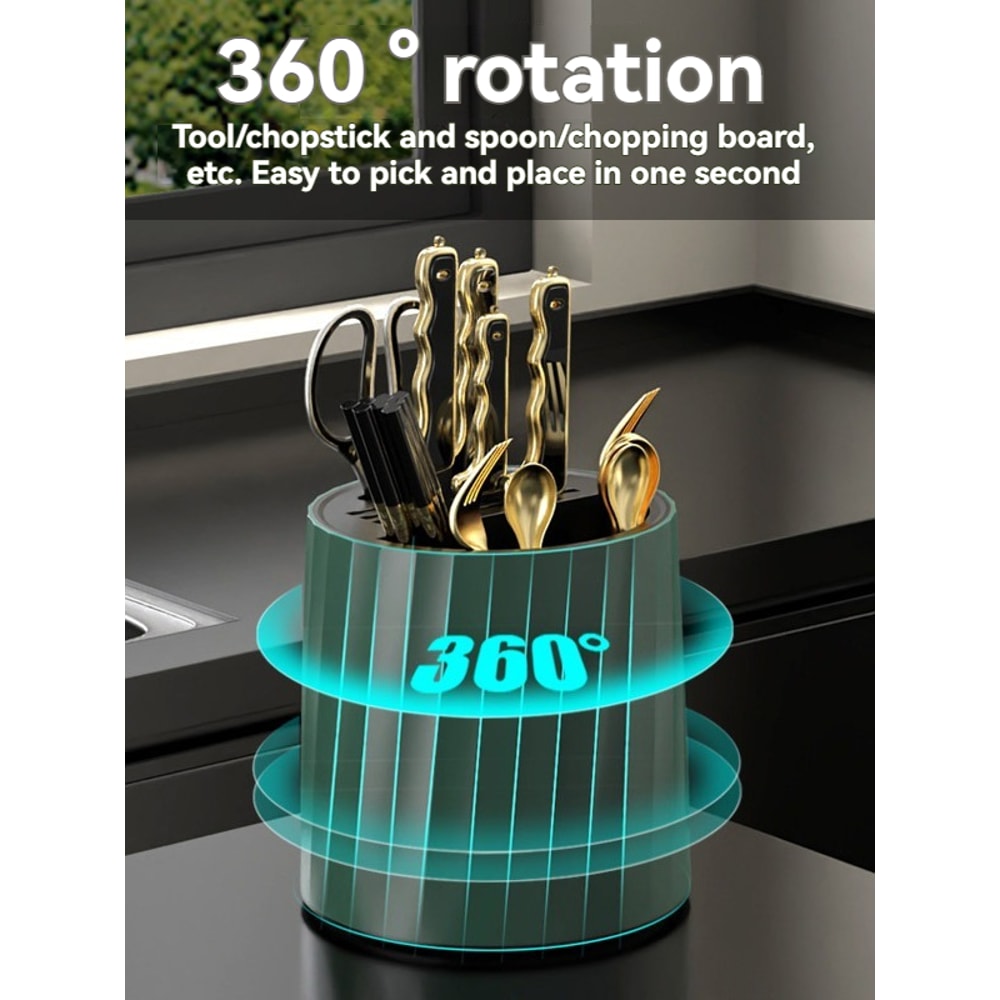 Rotating Knife Utensil Holder Stand Multifunctional Kitchen Organizer 2