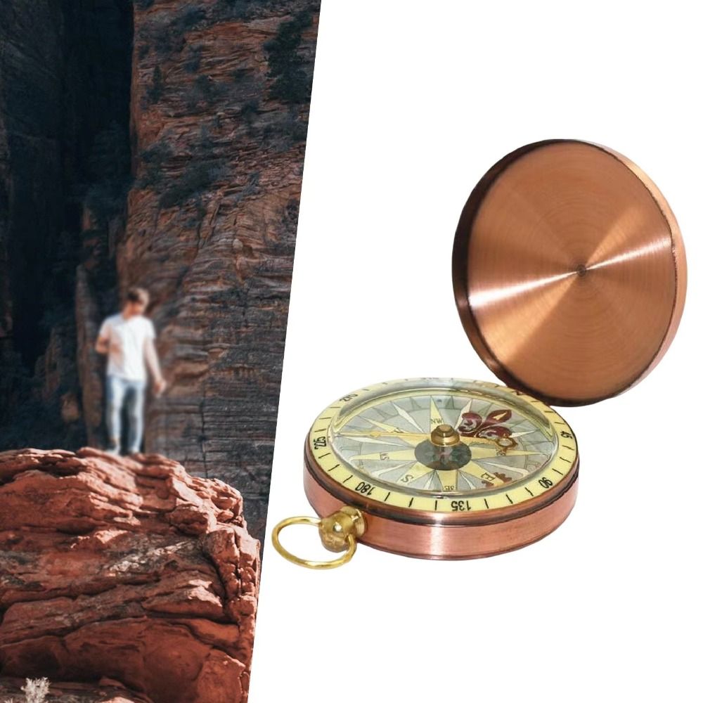 Brass Portable Pocket Compass Retro Luminous Outdoor Compass