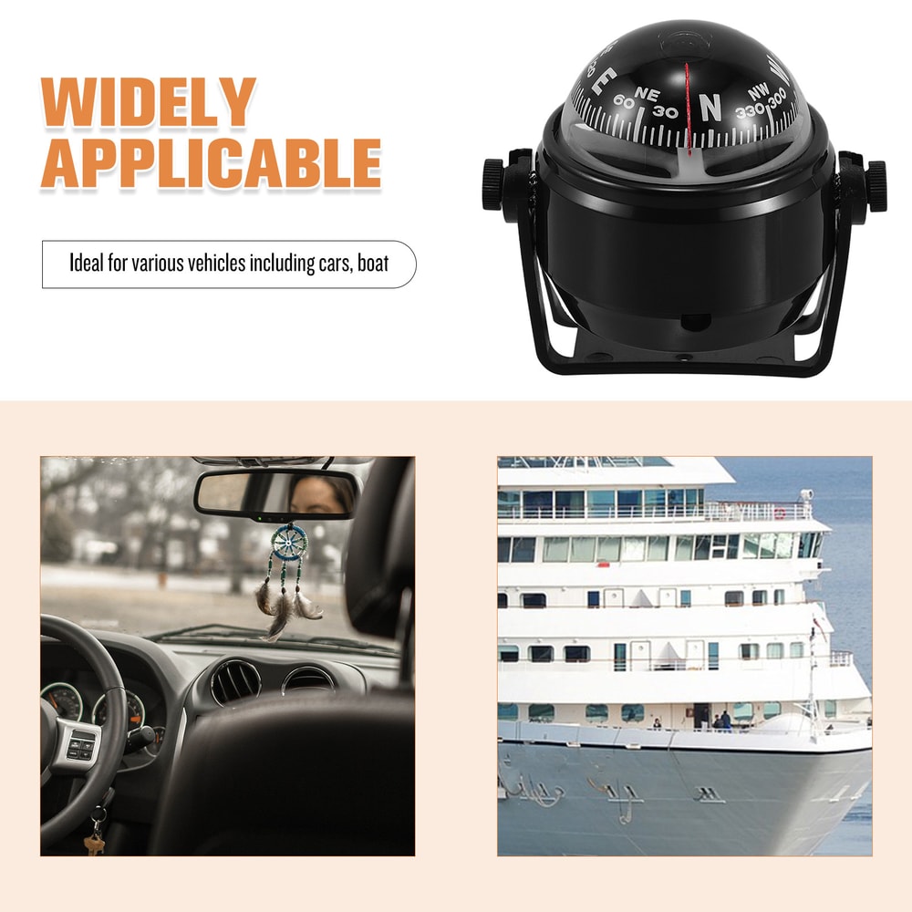 Precision Dash Mount Car Compass & Multi Functional Navigation Guide Ball