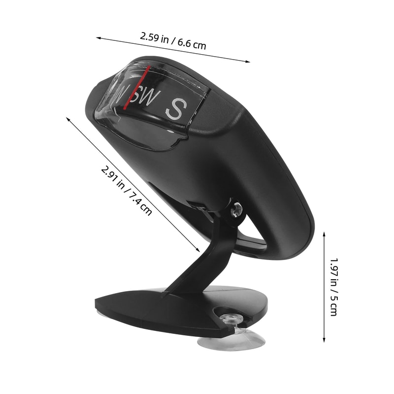 Premium Mini Car Dashboard Compass Compact Adhesive & Suction Mount Navigation Guide