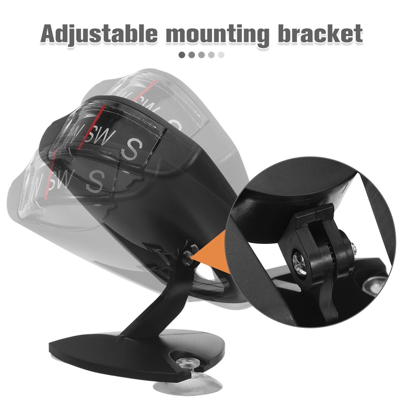 Premium Mini Car Dashboard Compass Compact Adhesive & Suction Mount Navigation Guide