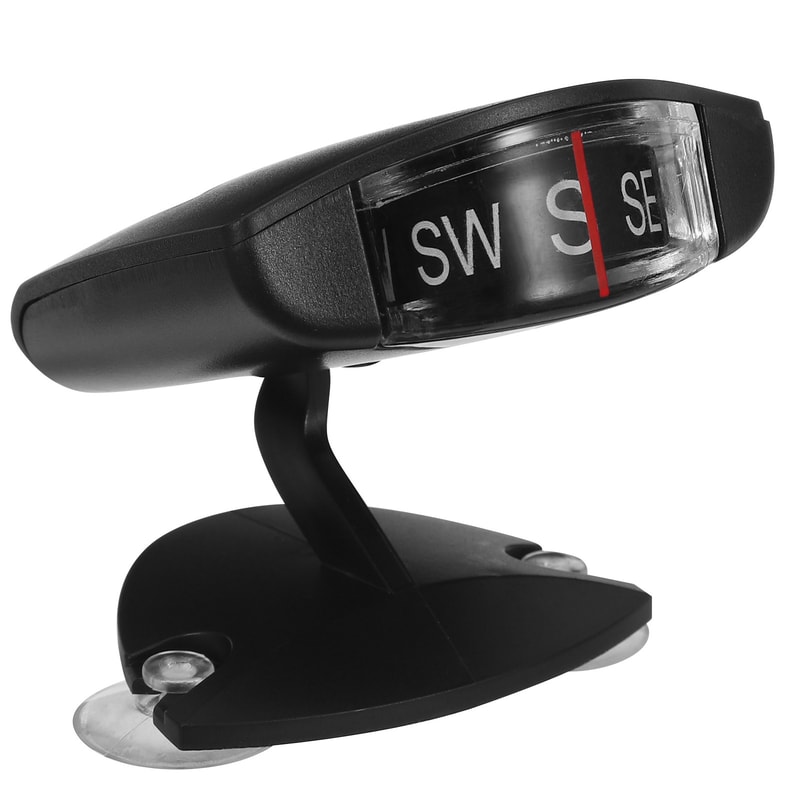 Premium Mini Car Dashboard Compass Compact Adhesive & Suction Mount Navigation Guide
