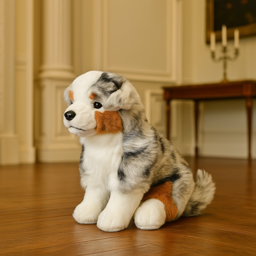 Premium Australian Shepherd Plush Doll Soft Emotional Comfort Companion