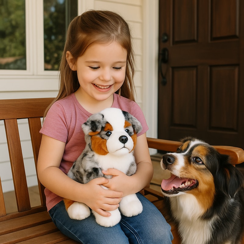 Premium Australian Shepherd Plush Doll Soft Emotional Comfort Companion
