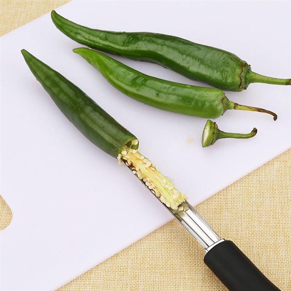 Premium Stainless Steel Fruit Vegetable Corer Heart Melon Zucchini Carrot Remover 2