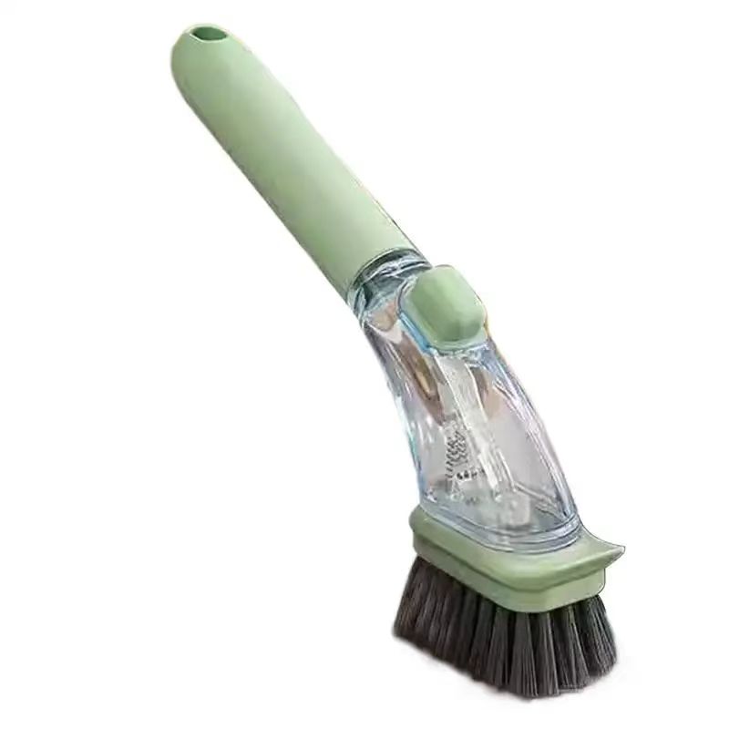Refillable Soap Dispensing Dish Brush with Long Handle Scrubber & Pot Cleaning Tool