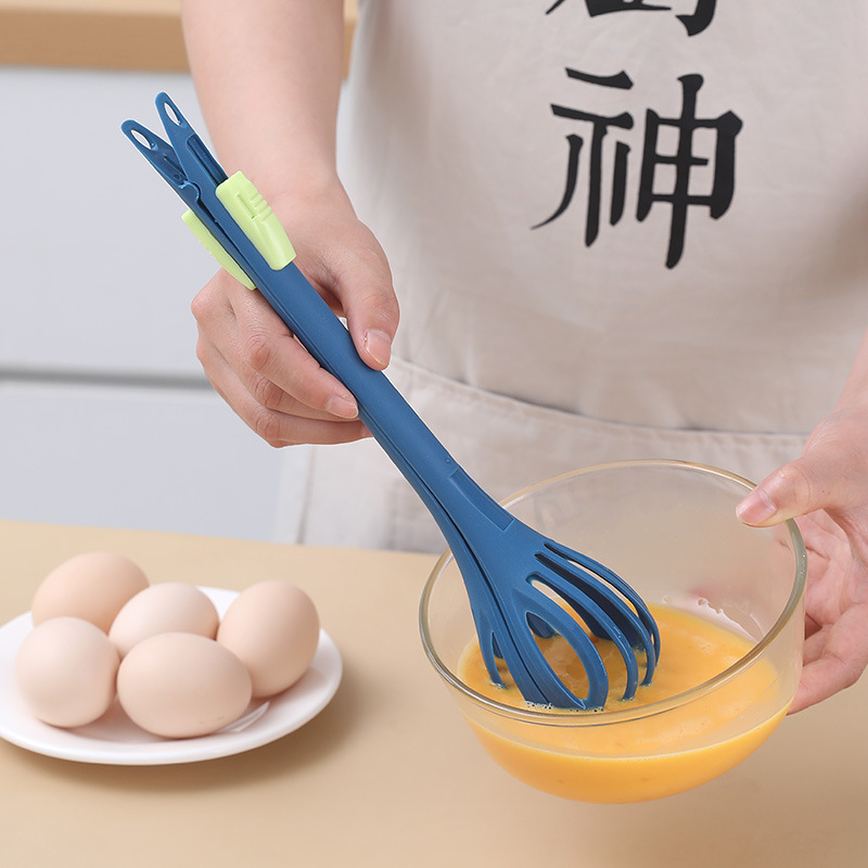 Multifunctional Egg Beater Manual Whisk With Pasta Tongs For Baking 2