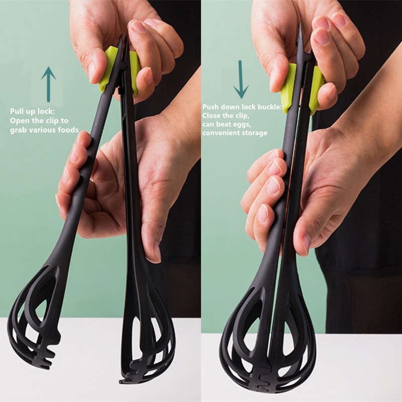 Multifunctional Egg Beater Manual Whisk With Pasta Tongs For Baking 4