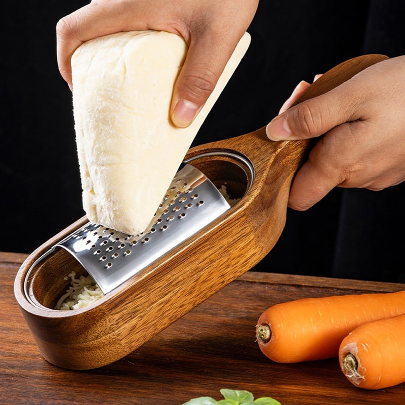 Premium Stainless Steel Cheese Grater With Red Sandalwood Storage Box 1
