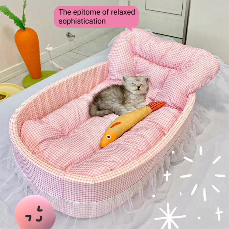 Plush Princess Pet Bed For Small Dogs Cats Washable Oval Sofa 3