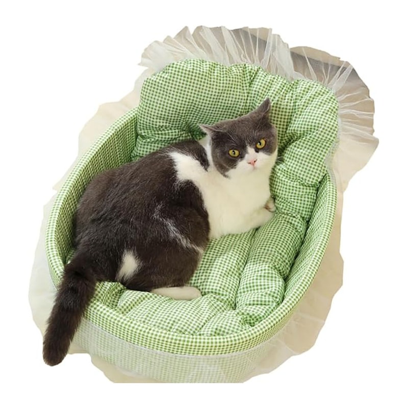 Plush Princess Pet Bed For Small Dogs Cats Washable Oval Sofa 7
