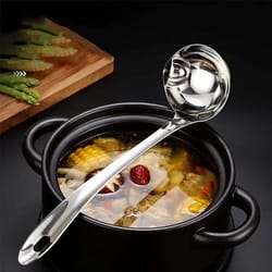 stainless steel soup & oil skimmer spoon fat separator colander