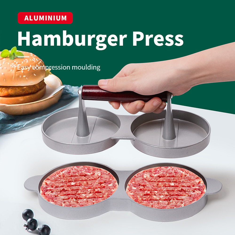 Double Burger Press Non Stick Aluminum Meat Patty Maker