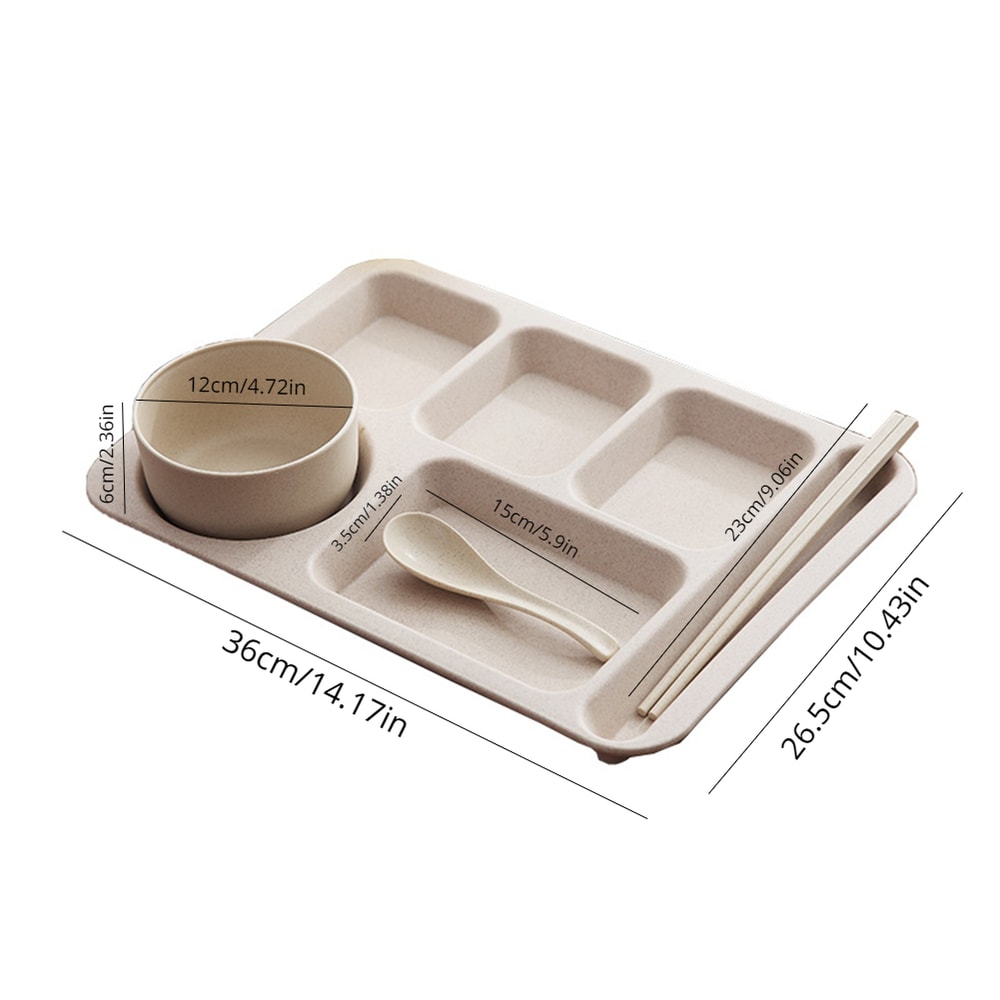 Premium Anti Fall Student Meal Plate Set Divided Bowls Cups 2