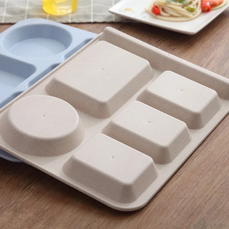 Premium Anti Fall Student Meal Plate Set Divided Bowls Cups 4