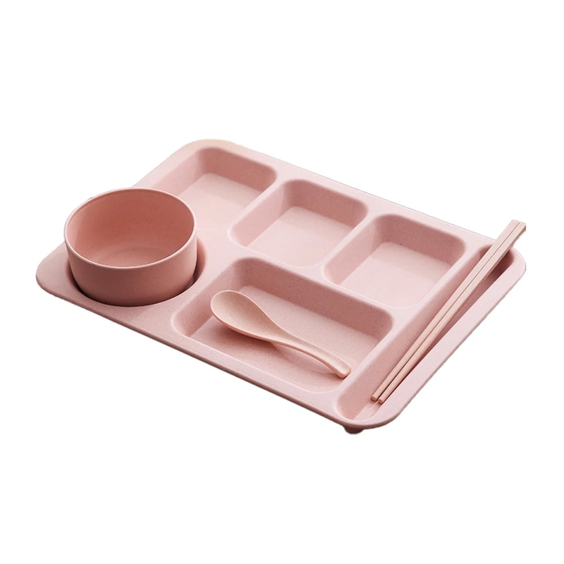 Premium Anti Fall Student Meal Plate Set Divided Bowls Cups 6