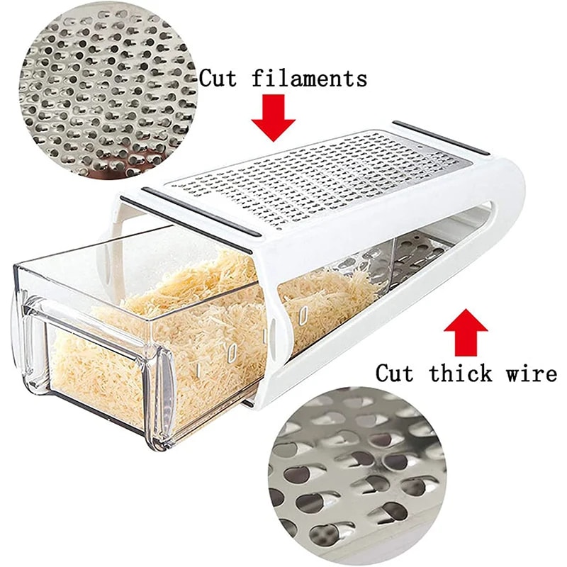 Double Sided Vegetable & Cheese Grater with Container Stainless Kitchen Tool