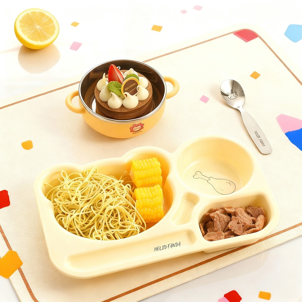 Large Capacity Cartoon Divided Salad Plate For Kids Students 3