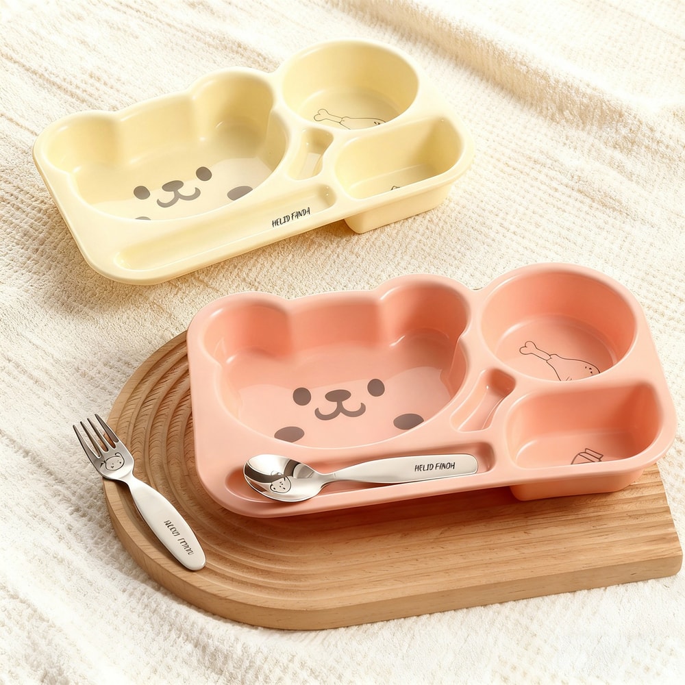 Large Capacity Cartoon Divided Salad Plate For Kids Students 5