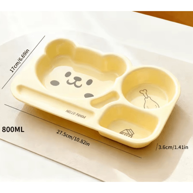 Large Capacity Cartoon Divided Salad Plate For Kids Students 10