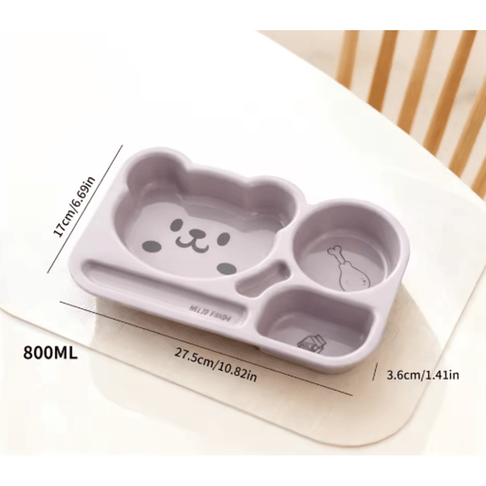 Large Capacity Cartoon Divided Salad Plate For Kids Students 9