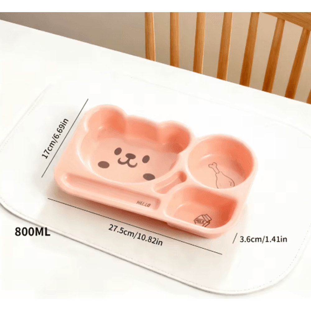 Large Capacity Cartoon Divided Salad Plate For Kids Students 8