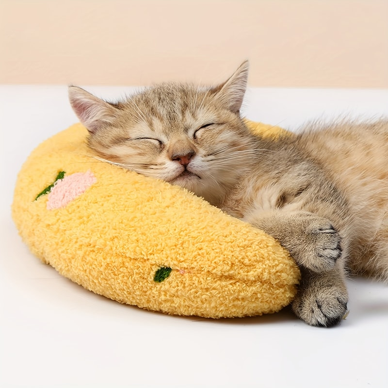 Cozy Cat Moon Pillow Soft Plush Half Donut Pet Pillow For Cats And Small Dogs 0