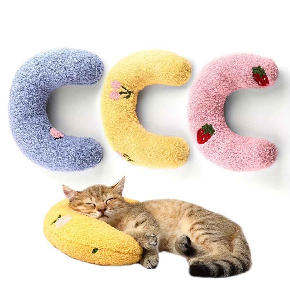 Cozy Cat Moon Pillow Soft Plush Half Donut Pet Pillow For Cats And Small Dogs 2