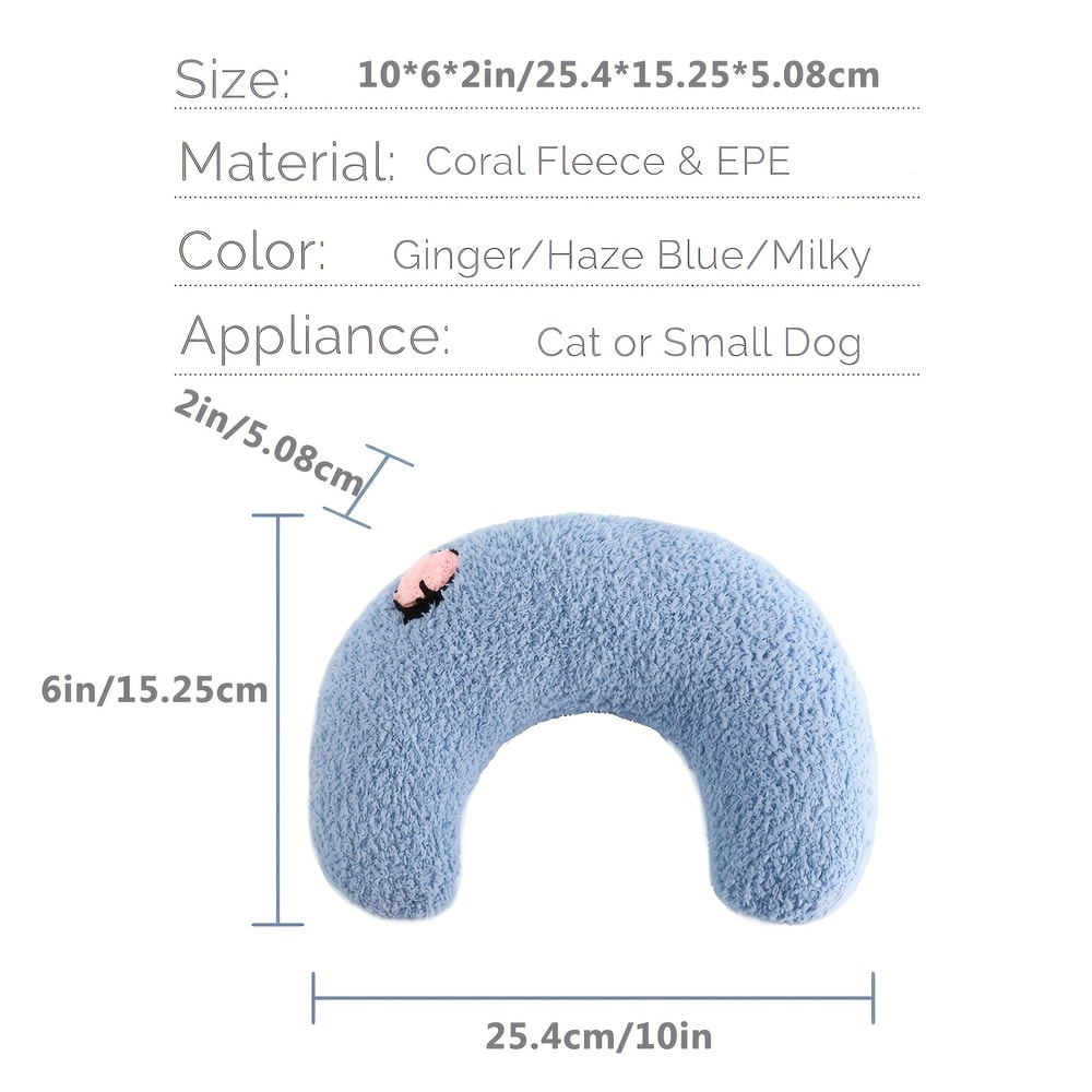 Cozy Cat Moon Pillow Soft Plush Half Donut Pet Pillow For Cats And Small Dogs 3