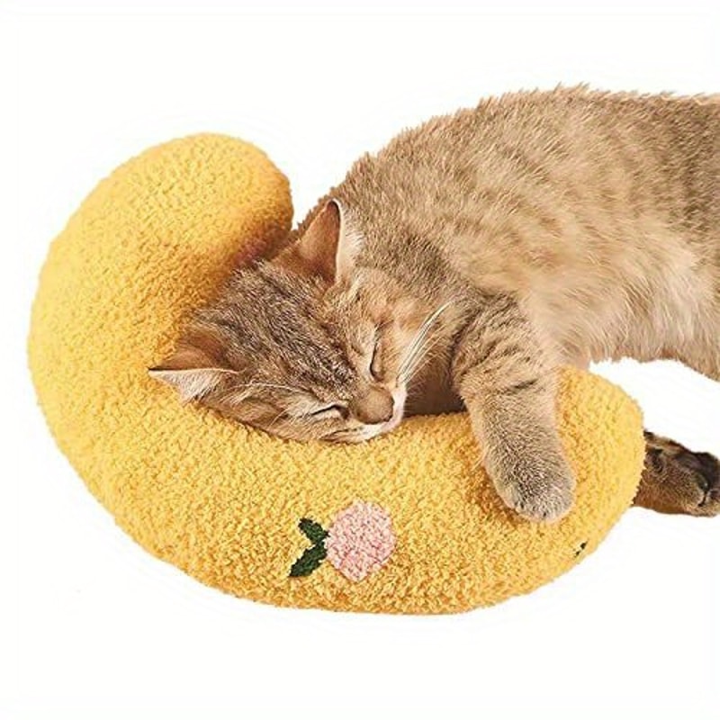 Cozy Cat Moon Pillow Soft Plush Half Donut Pet Pillow For Cats And Small Dogs 1