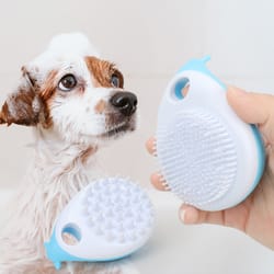 soft silicone dog bath brush and pet grooming massager