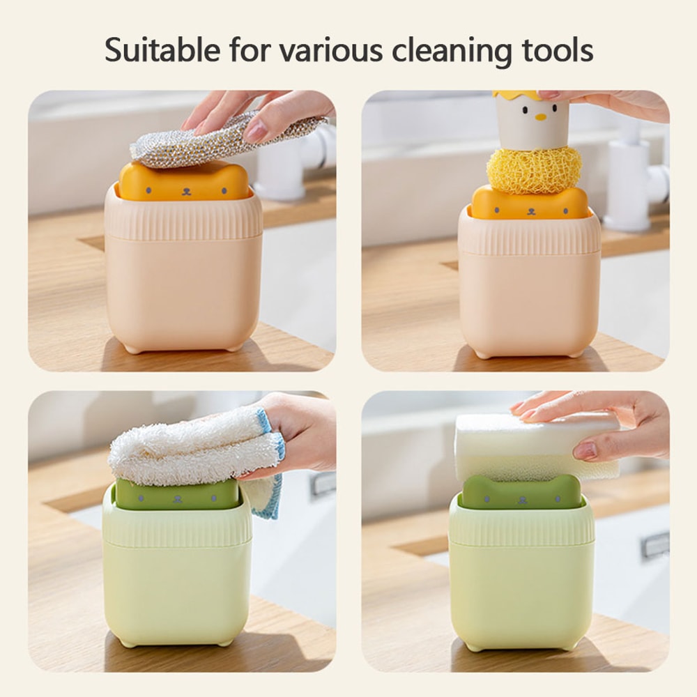 Kitchen Soap Dispenser with Sponge Holder Press Pump