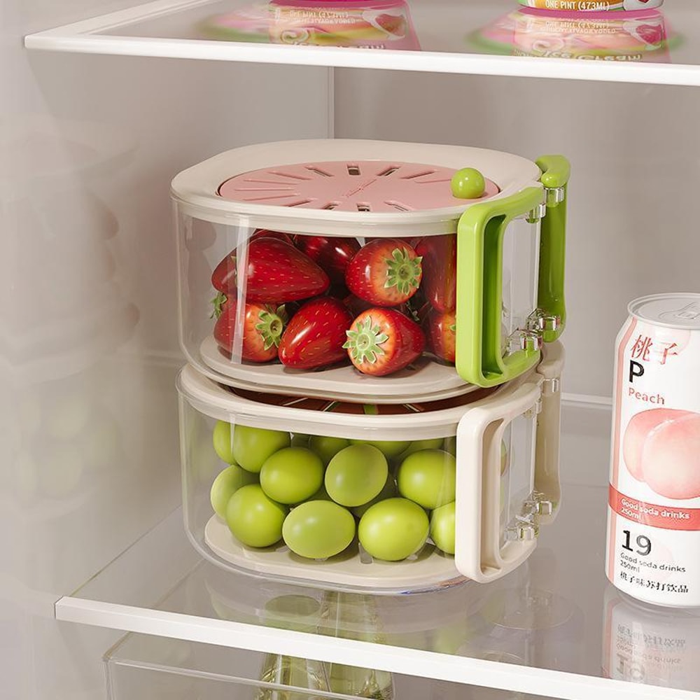 Vegetable Washing Basket With Lid And Double Layer Drain Bowl 3