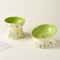 Green Rabbit Ceramic Cat Bowl With Elevated Non Slip Base 0