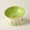Green Rabbit Ceramic Cat Bowl With Elevated Non Slip Base 2