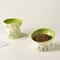 Green Rabbit Ceramic Cat Bowl With Elevated Non Slip Base 3