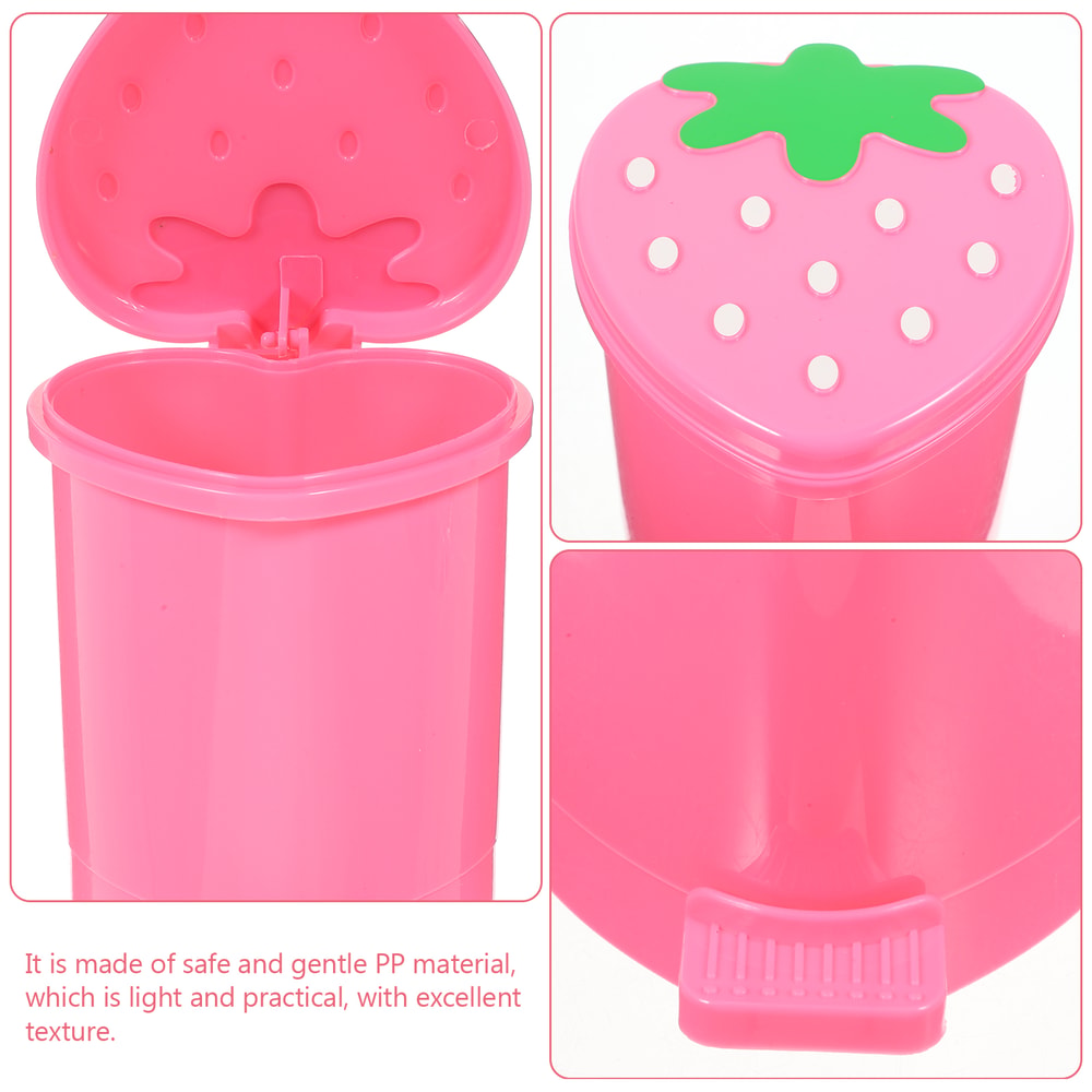 Cute Strawberry Mini Desktop Trash Can With Pop Up Lid