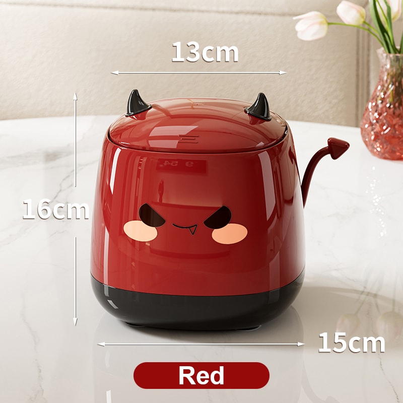 Cute Devil Desktop Trash Can With Press Open Lid For Desk And Vanity 3