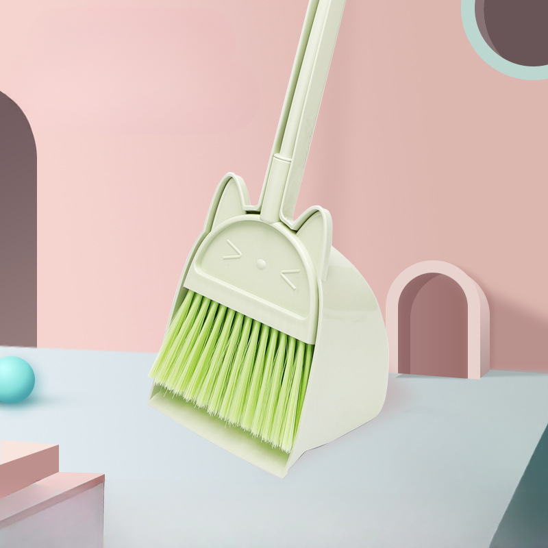 Mini Kids Cleaning Set Toddler Broom Dustpan Cartoon Play 1