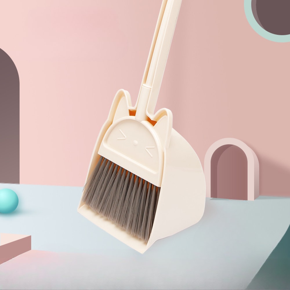Mini Kids Cleaning Set Toddler Broom Dustpan Cartoon Play 2