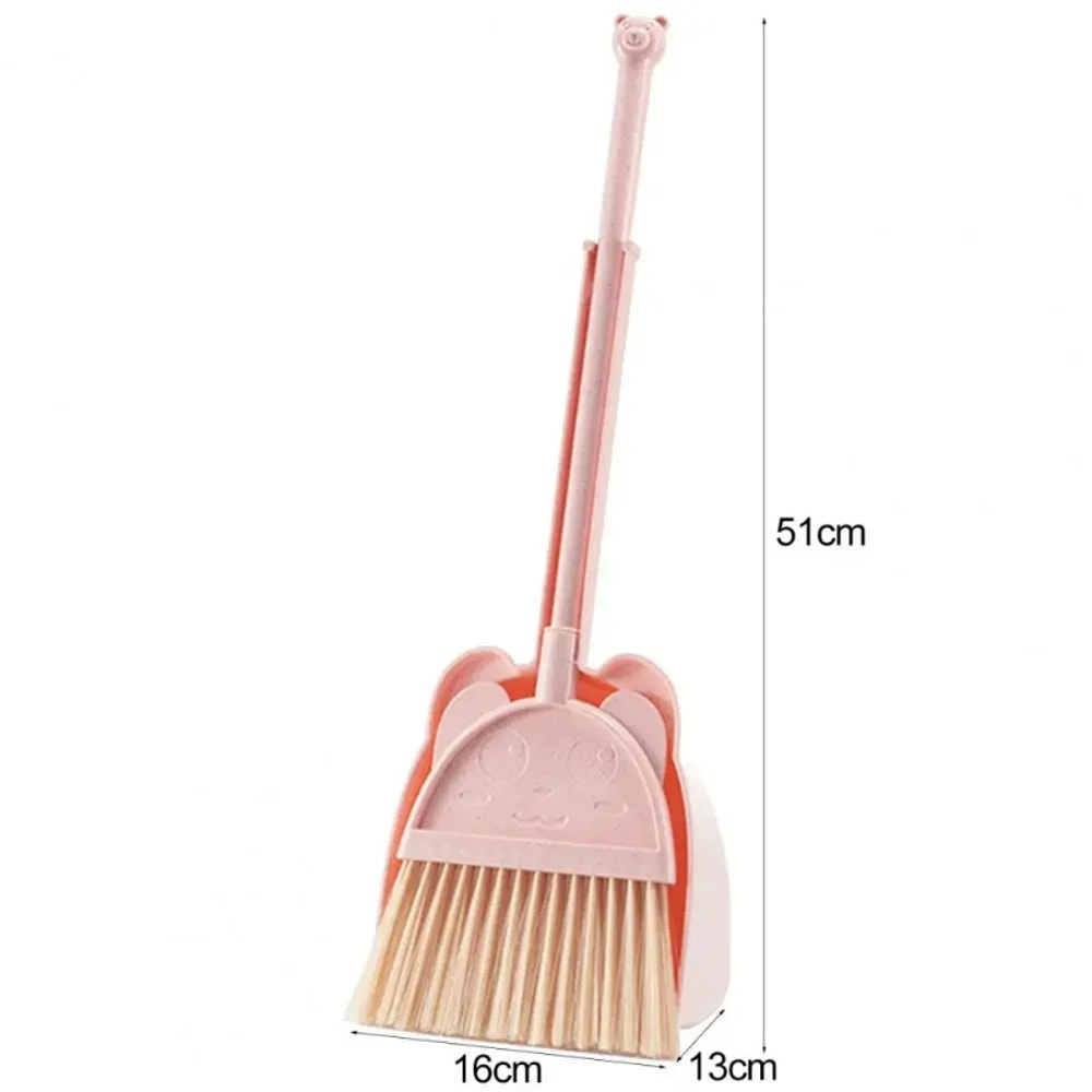 Mini Kids Cleaning Set Toddler Broom Dustpan Cartoon Play 5