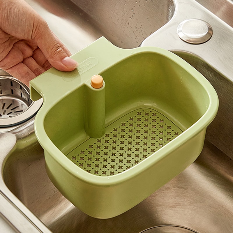 Premium Kitchen Sink Drain Basket With Openable Filter And Hanging Storage 0