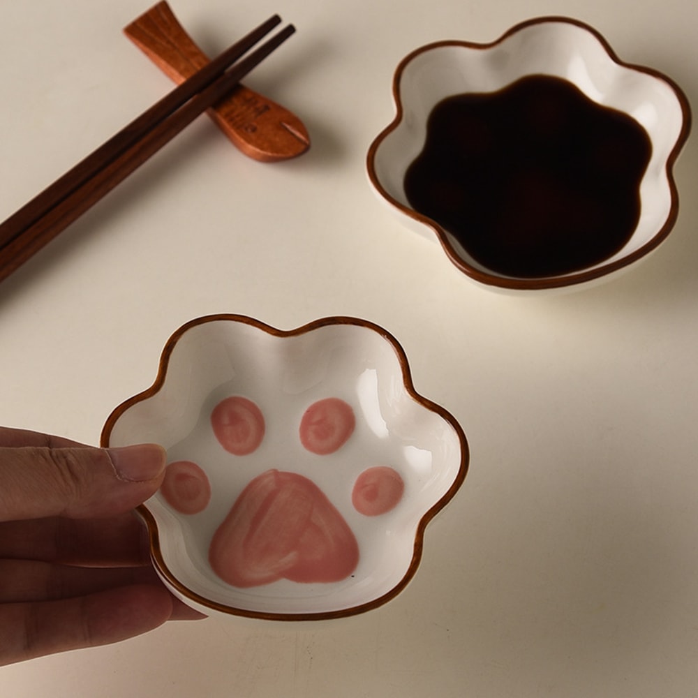 Ceramic Cat Claw Flavor Dish Cute Decorative Small Dish for Home