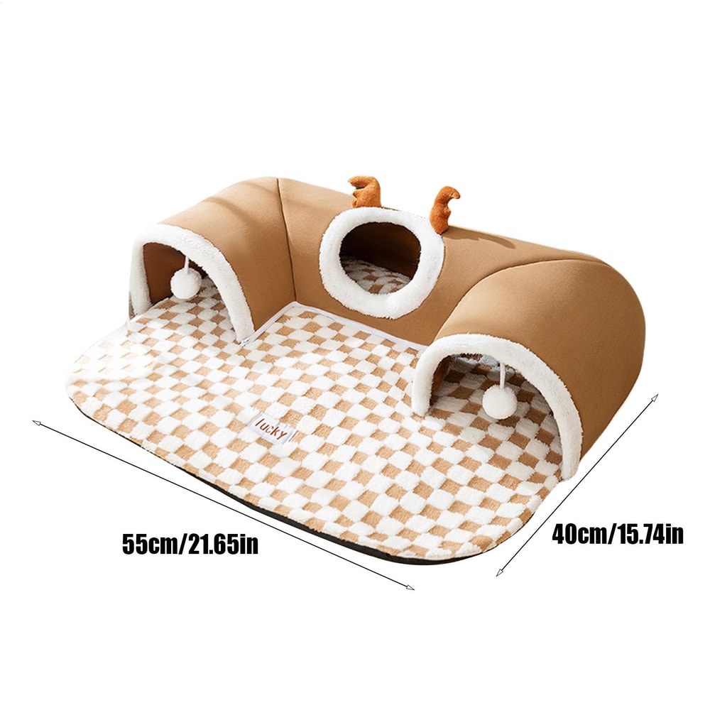Cozy Cat Bed Play Tunnel With Plush Hideaway Tent 5